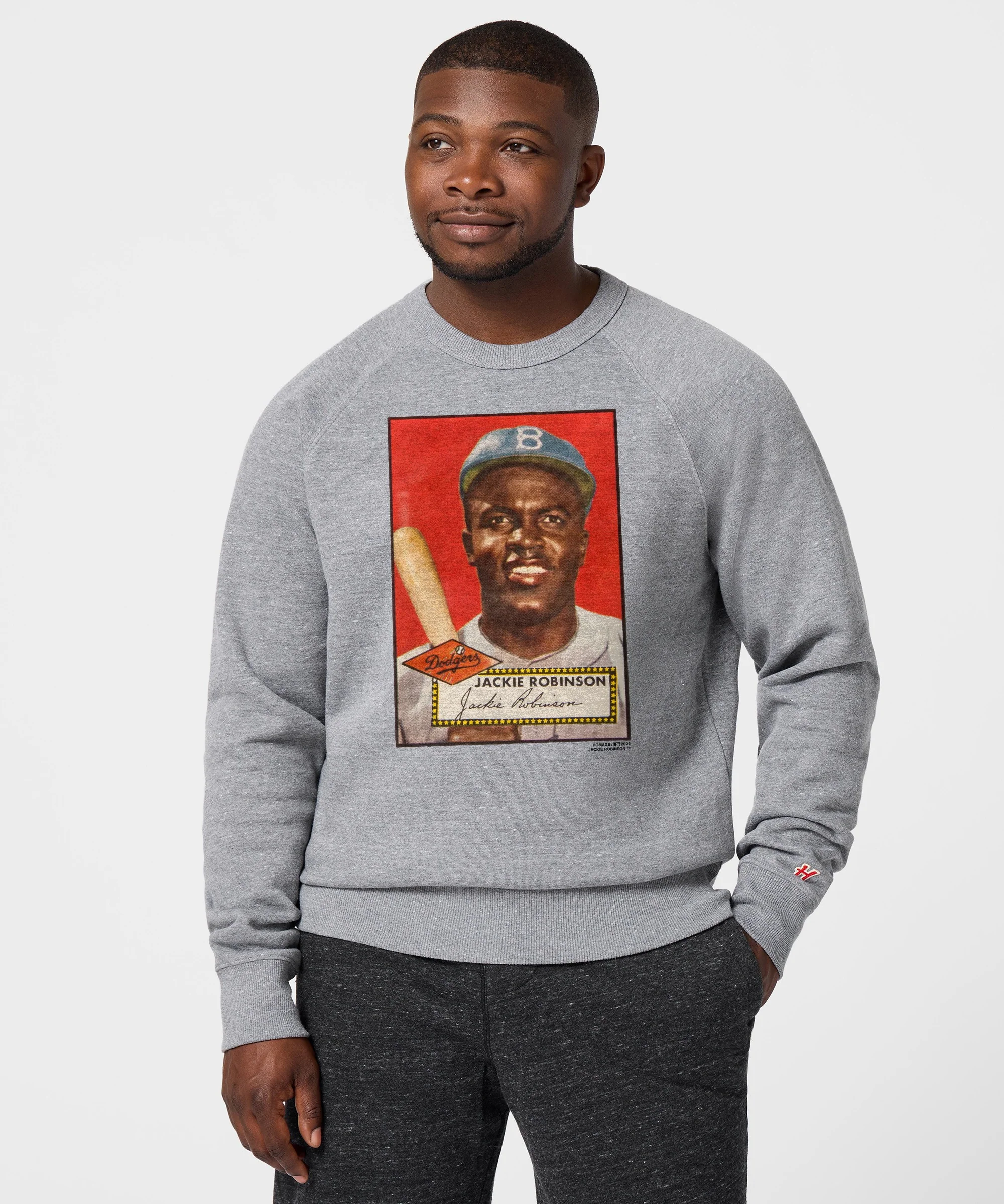 1952 Topps Baseball Jackie Robinson Dodgers Crewneck - Image 3