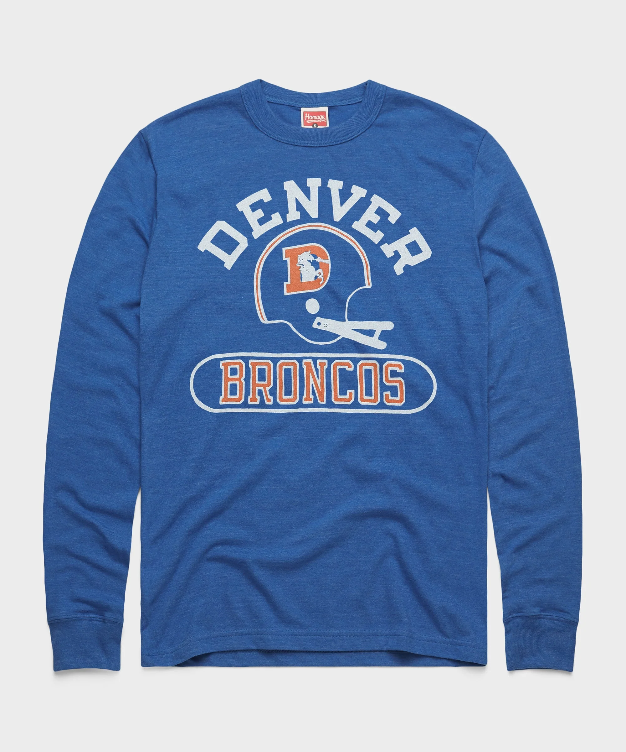 Denver Broncos Throwback Helmet Long Sleeve Tee