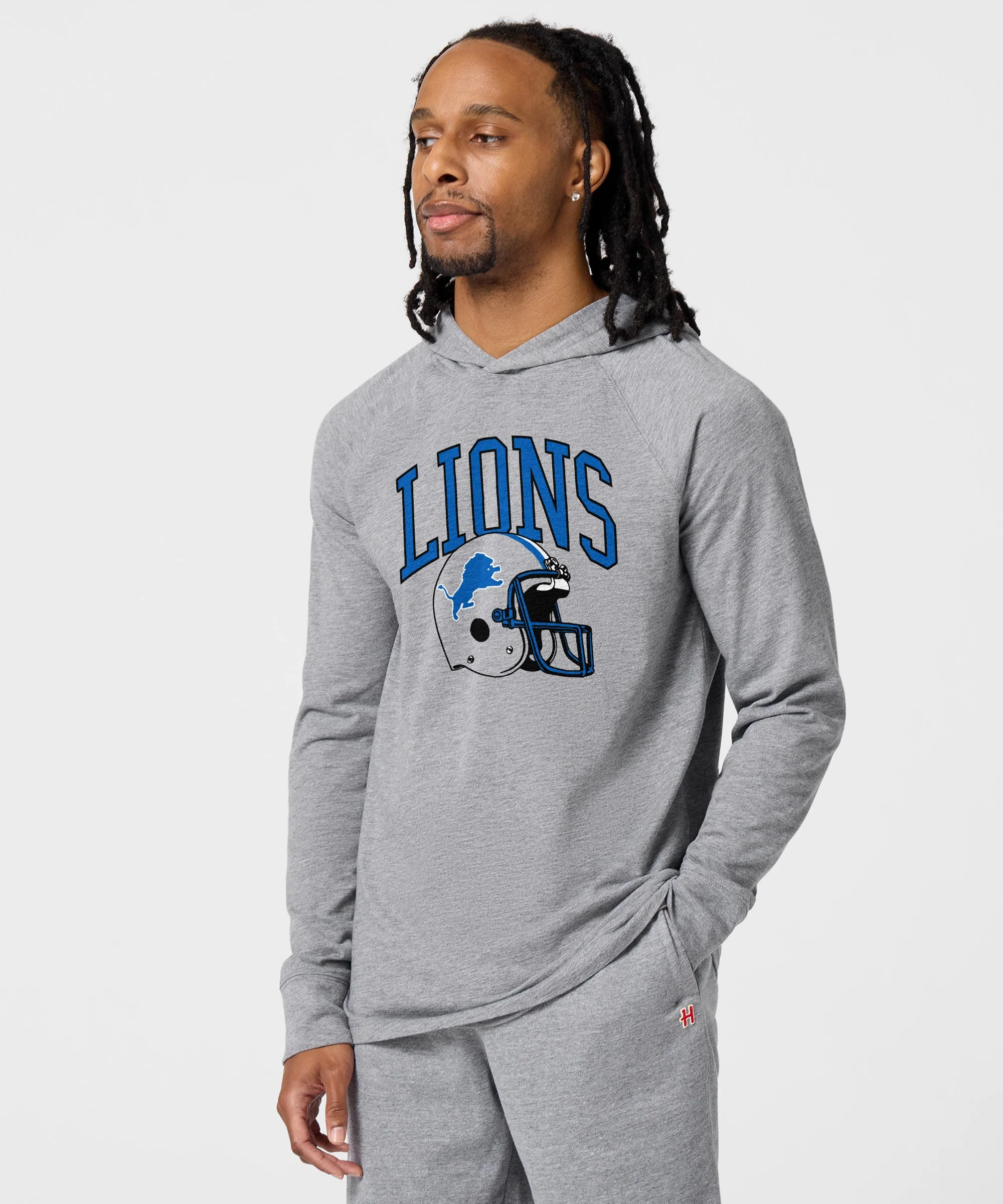 Detroit Lions Helmet Retro Lightweight Hoodie - Image 3