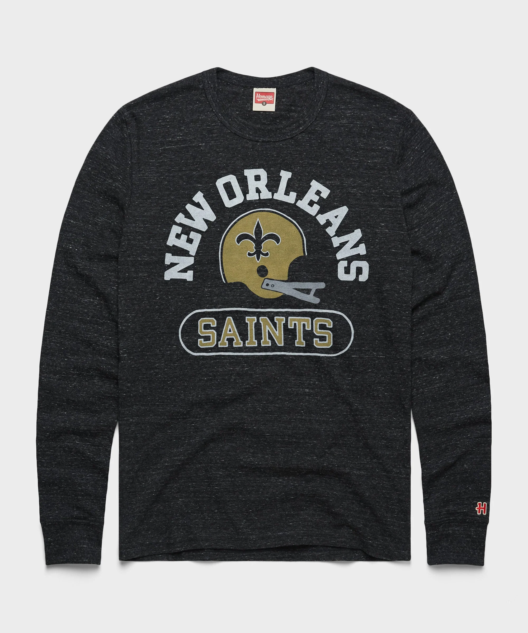 New Orleans Saints Throwback Helmet Long Sleeve Tee