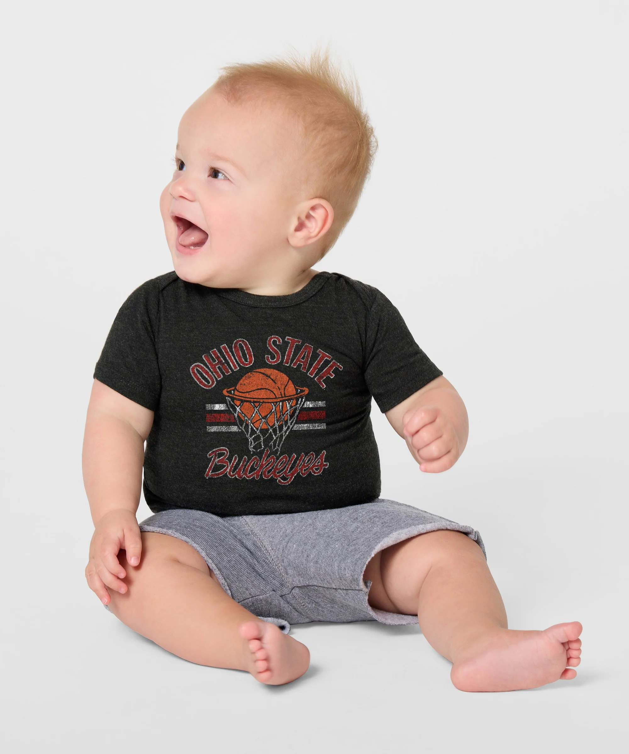 Ohio State Buckeyes Basketball Stripe Baby One Piece - Image 3