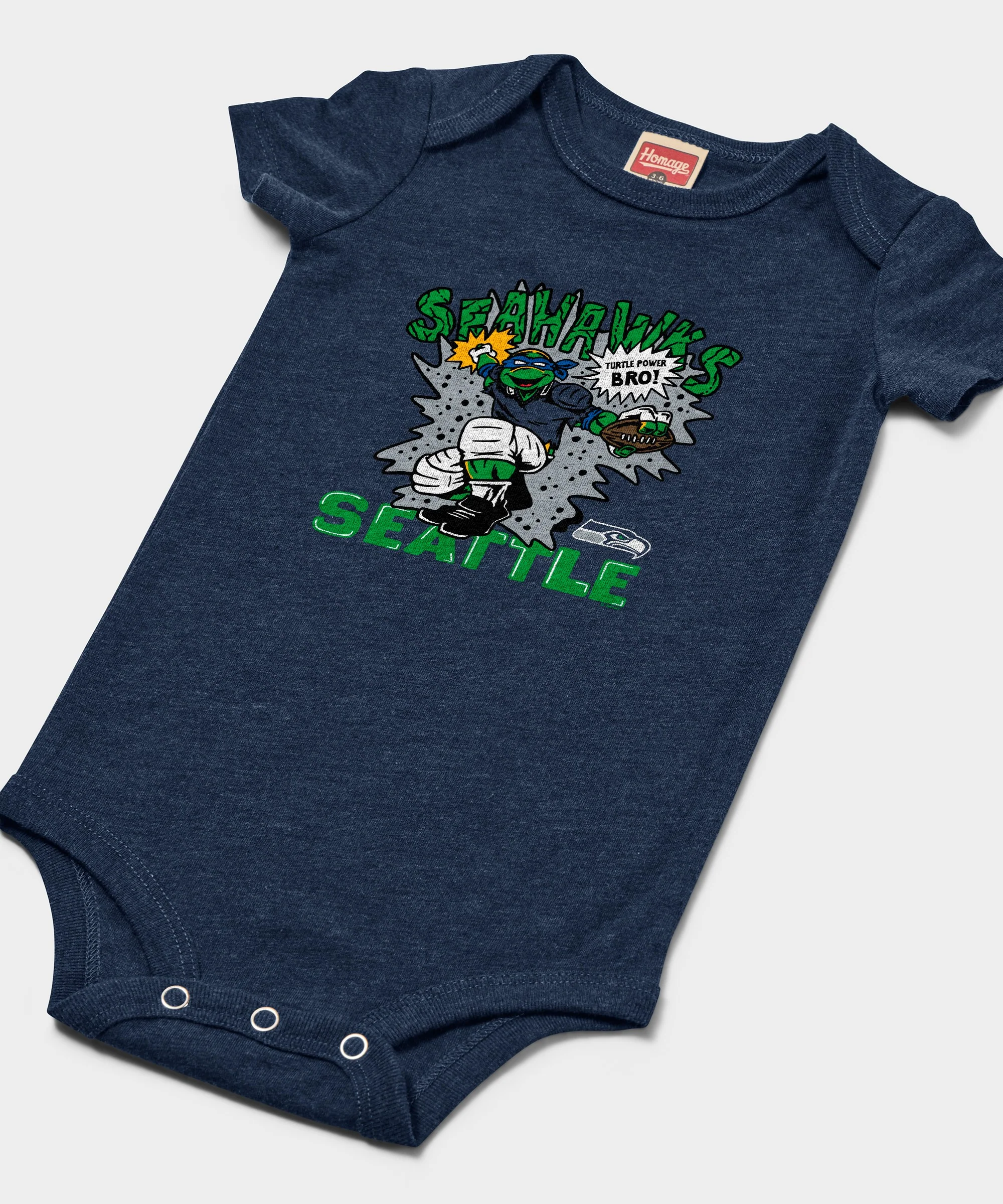 TMNT Leonardo x Seattle Seahawks Baby One Piece - Image 2