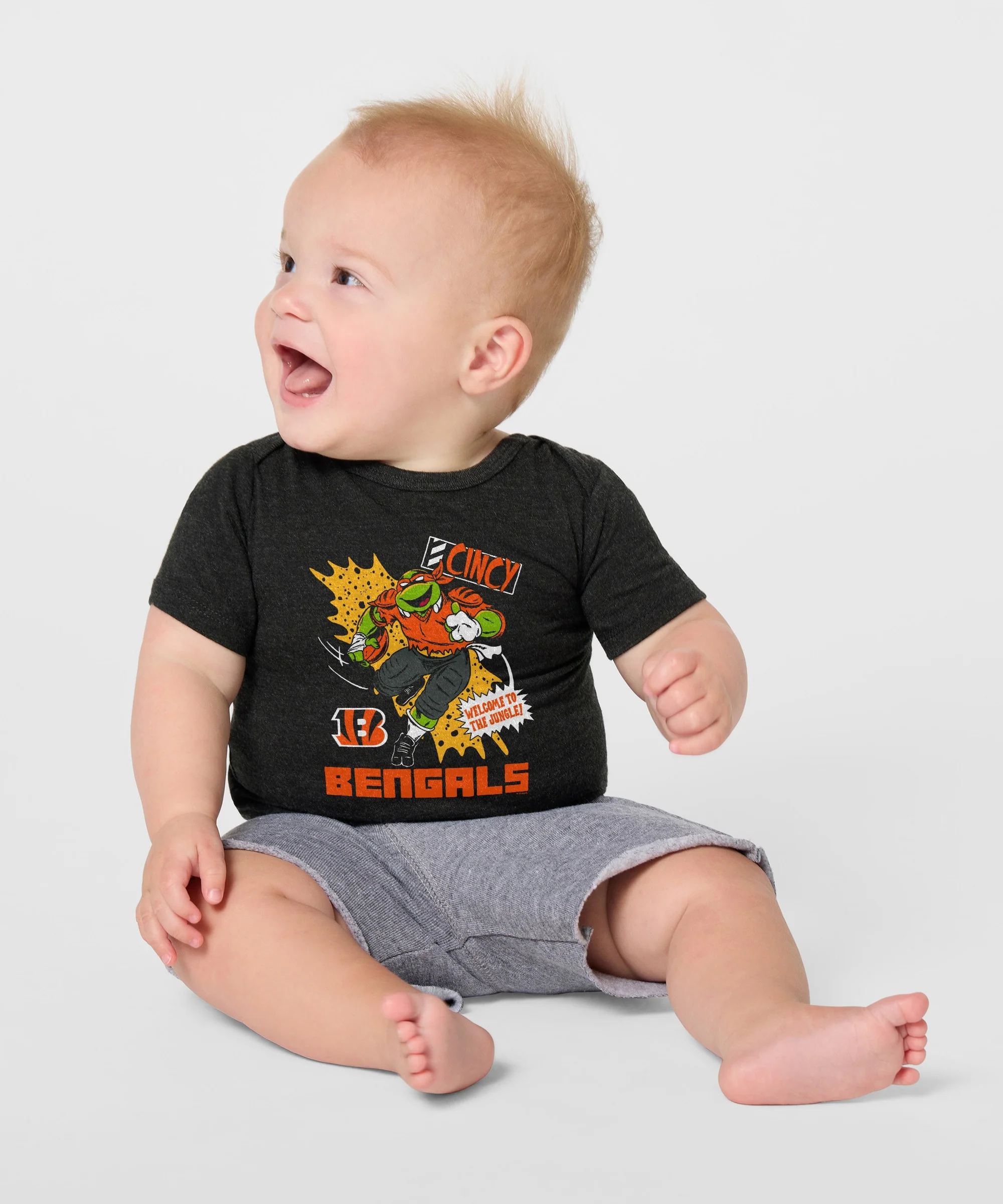 TMNT Michelangelo x Cincinnati Bengals Baby One Piece - Image 3