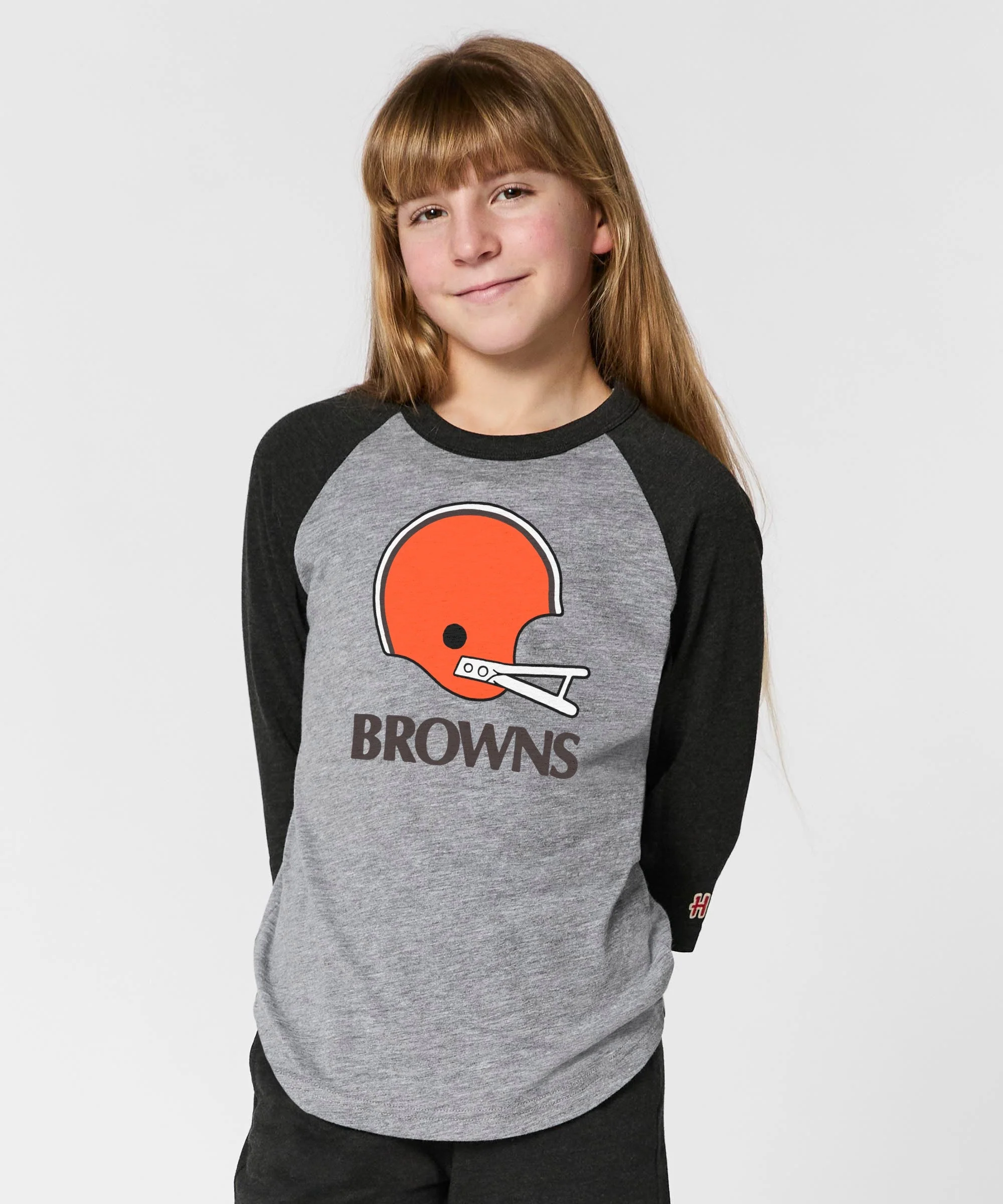 Youth Cleveland Browns Big Helmet Raglan - Image 3