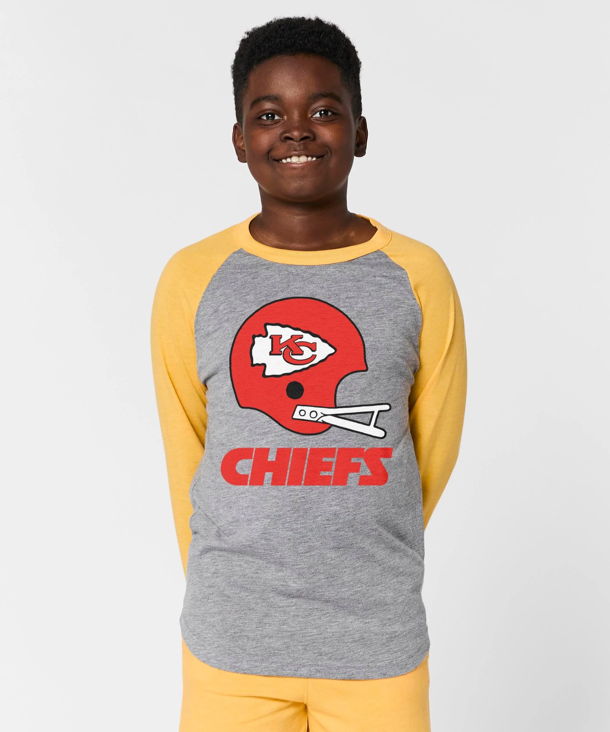 Youth Kansas City Chiefs Big Helmet Raglan - Image 3