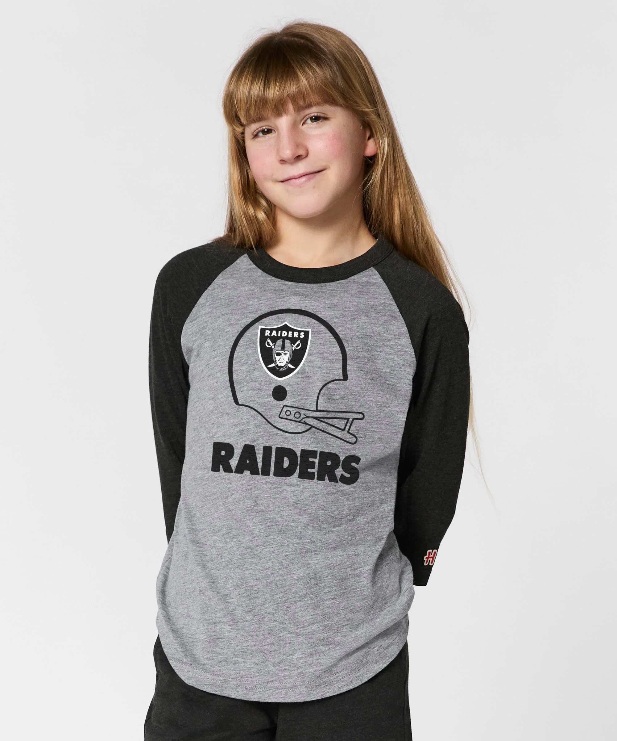Youth Las Vegas Raiders Big Helmet Raglan - Image 3