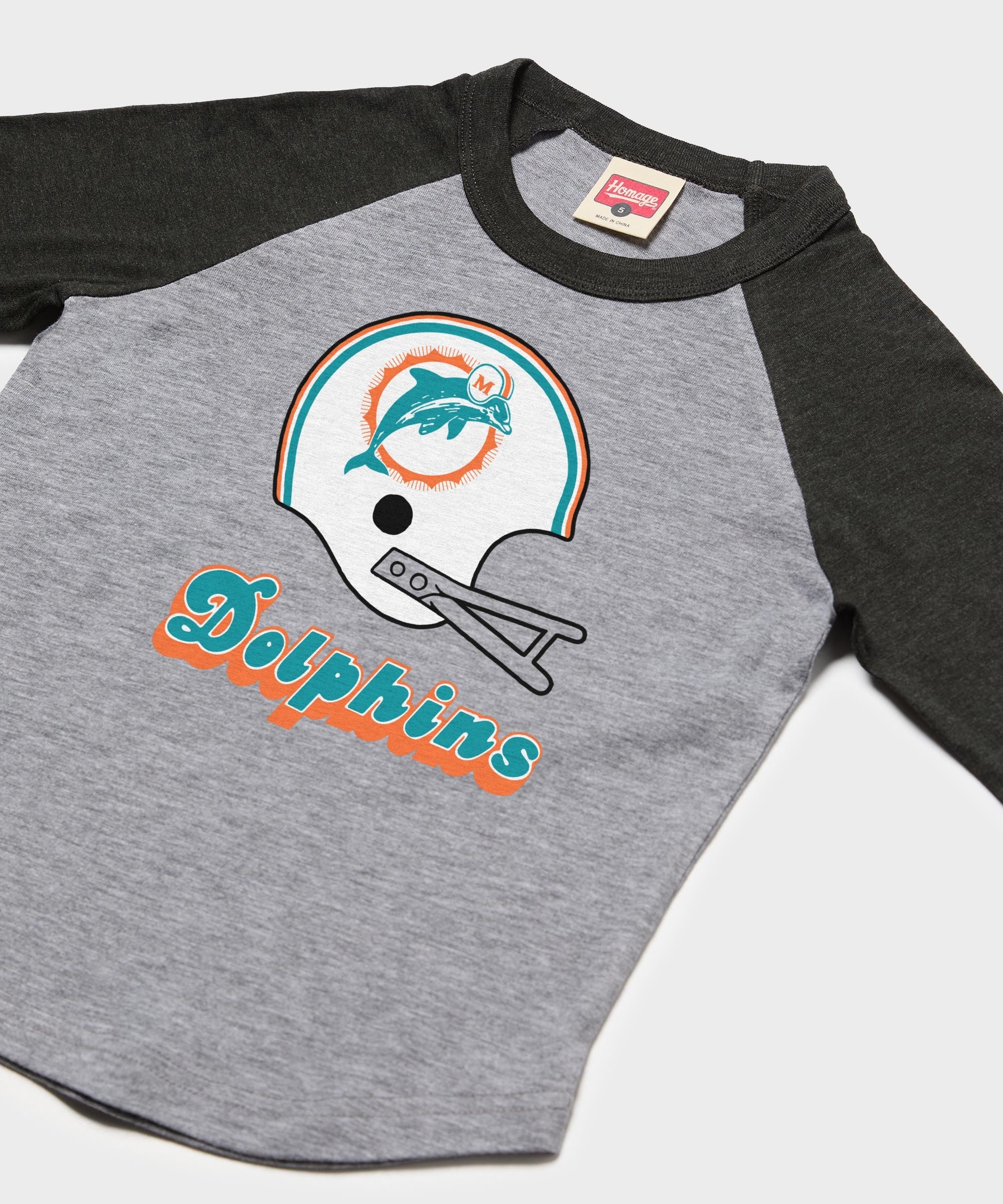 Youth Miami Dolphins Big Helmet Raglan - Image 2