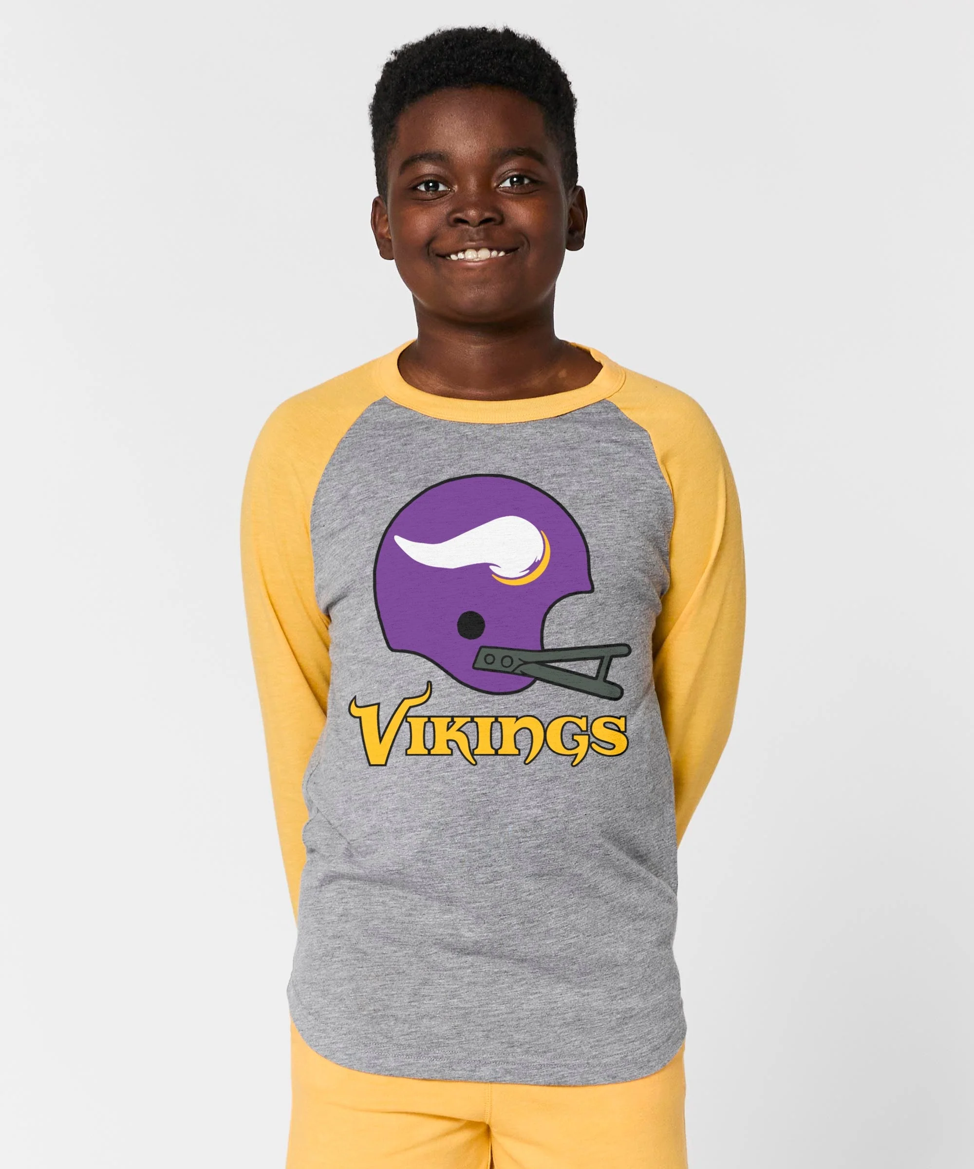 Youth Minnesota Vikings Big Helmet Raglan - Image 3